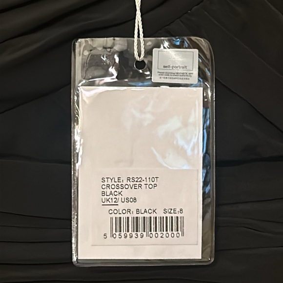 Self-Portrait Black Crossover Top NWT Long Sleeve Cropped Blouse - Picture 4 of 8